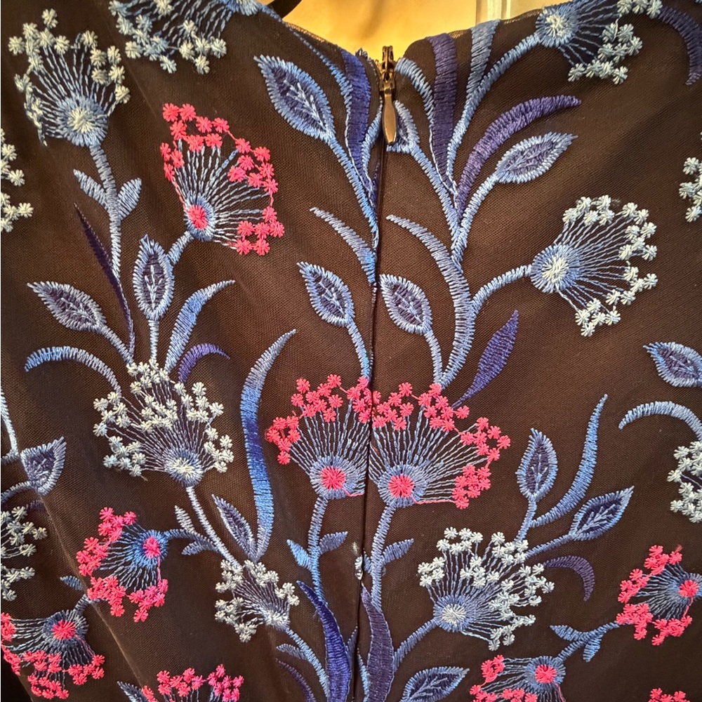 Floral Embroidery Kensie Navy Dress with Blue and Pink Embroidery - Picture 5 of 10